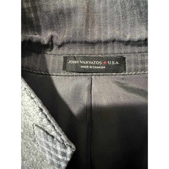 John Varvatos Blazer Sport Coat Men 40L Gray Wool Plaid Jacket Two Button USA - Picture 9 of 16